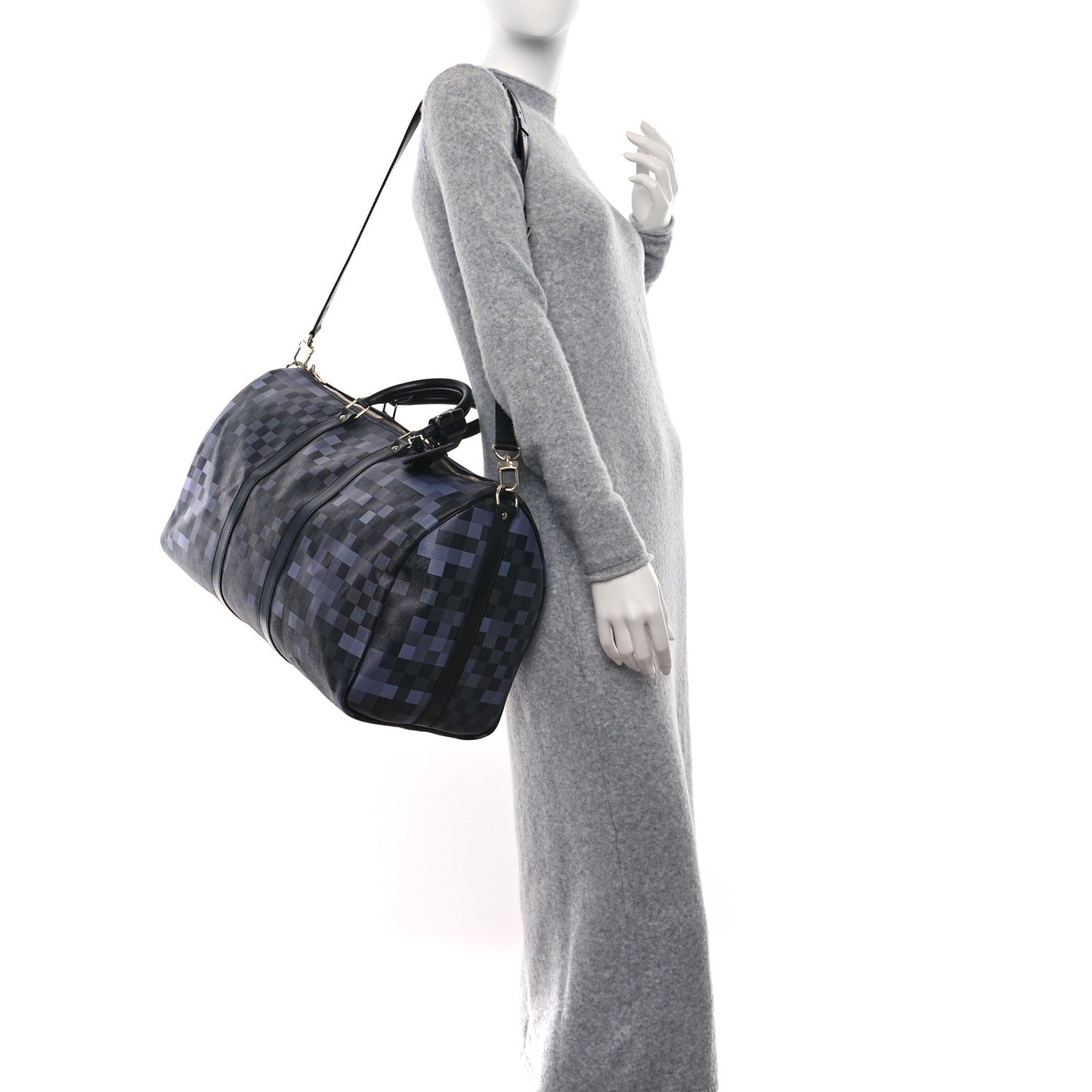 Damier Graphite Pixel Keepall Bandouliere 50 Gris