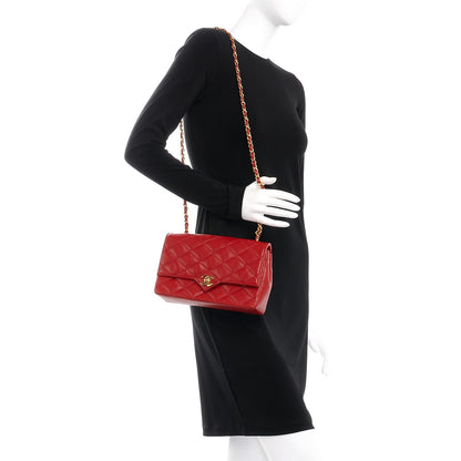 Chanel Lambskin Quilted Medium Single Flap Red 2 of 14