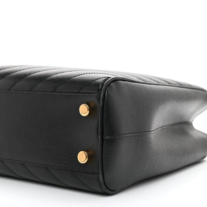 Saint Laurent Grain De Poudre Matelasse Chevron Monogram Shopping Bag Black 8 of 8