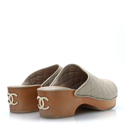 Chanel Lambskin Quilted CC Clogs 38 Beige 5 of 15