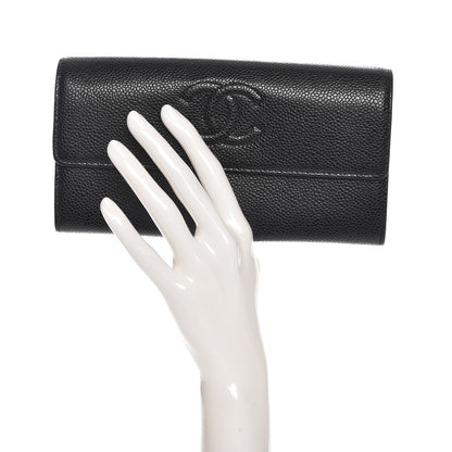 Chanel Caviar Timeless CC Large Gusset Flap Wallet Black 2 of 9