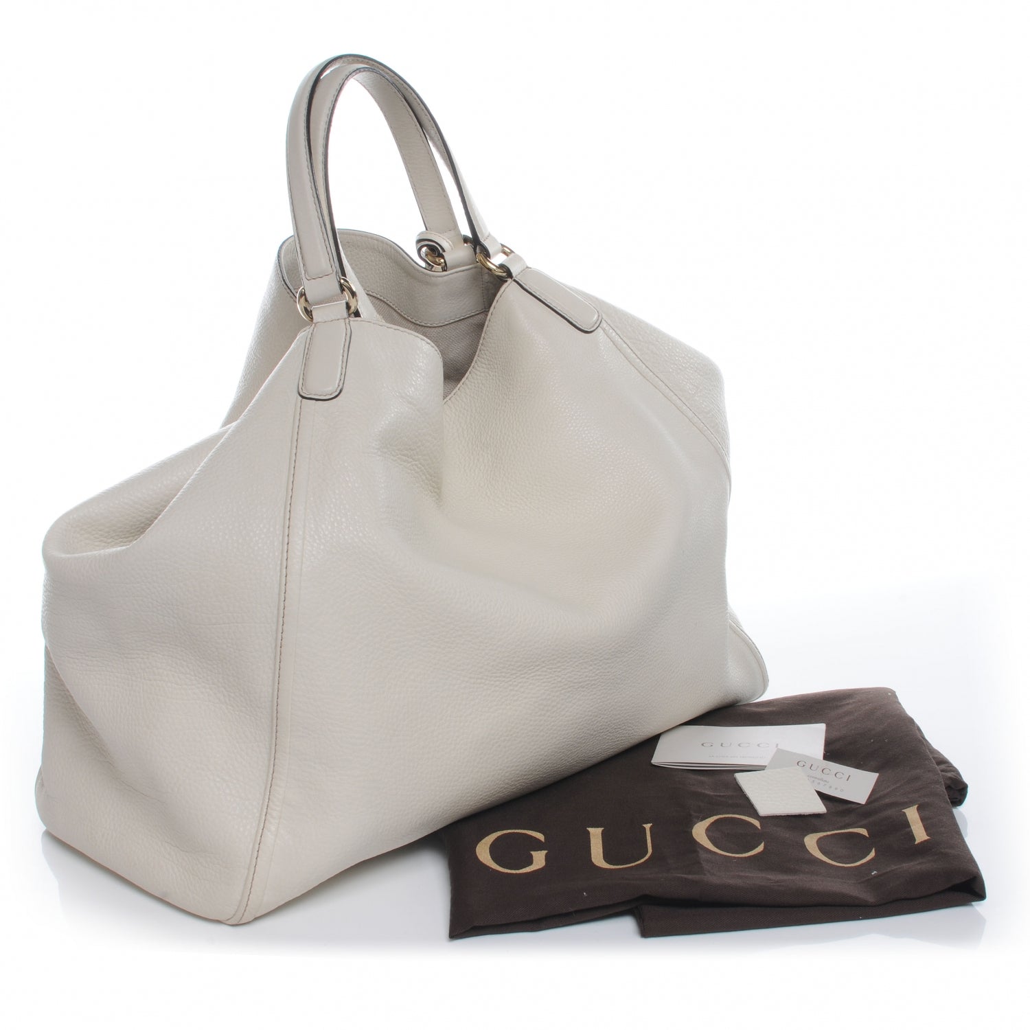Gucci Pebbled Calfskin Large Soho Shoulder Bag Off White 3 of 10