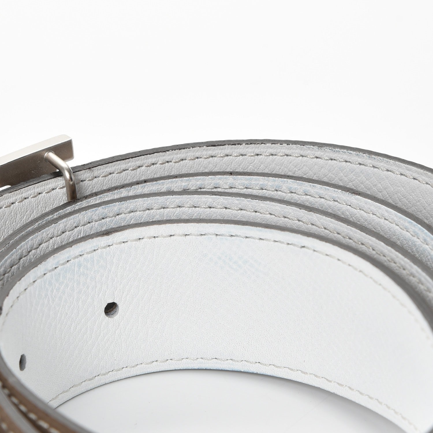 Hermes Epsom 32mm H Belt 95 White Etoupe 7 of 7