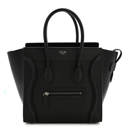 Celine Drummed Calfskin Micro Luggage Black 1 of 12