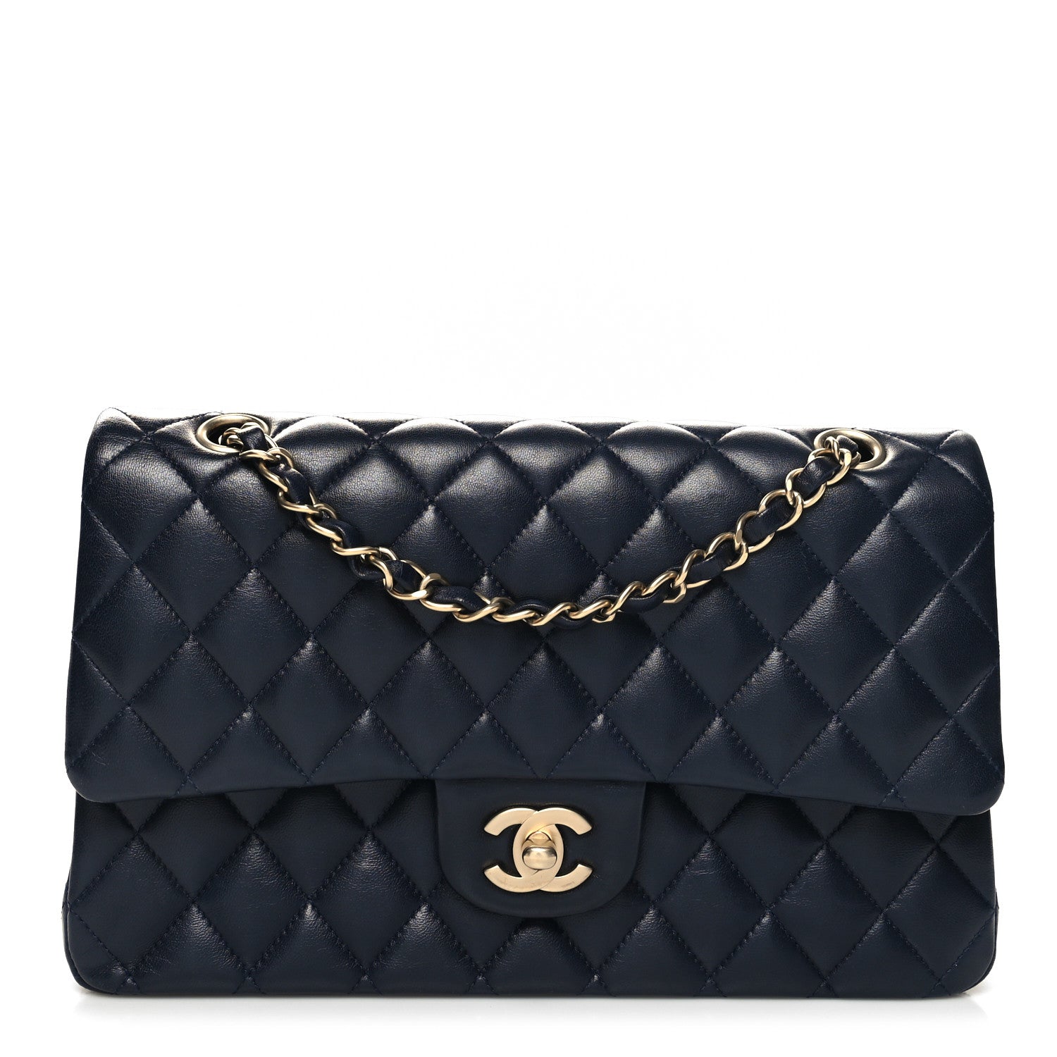 Chanel Lambskin Quilted Medium Double Flap Navy 1 of 12