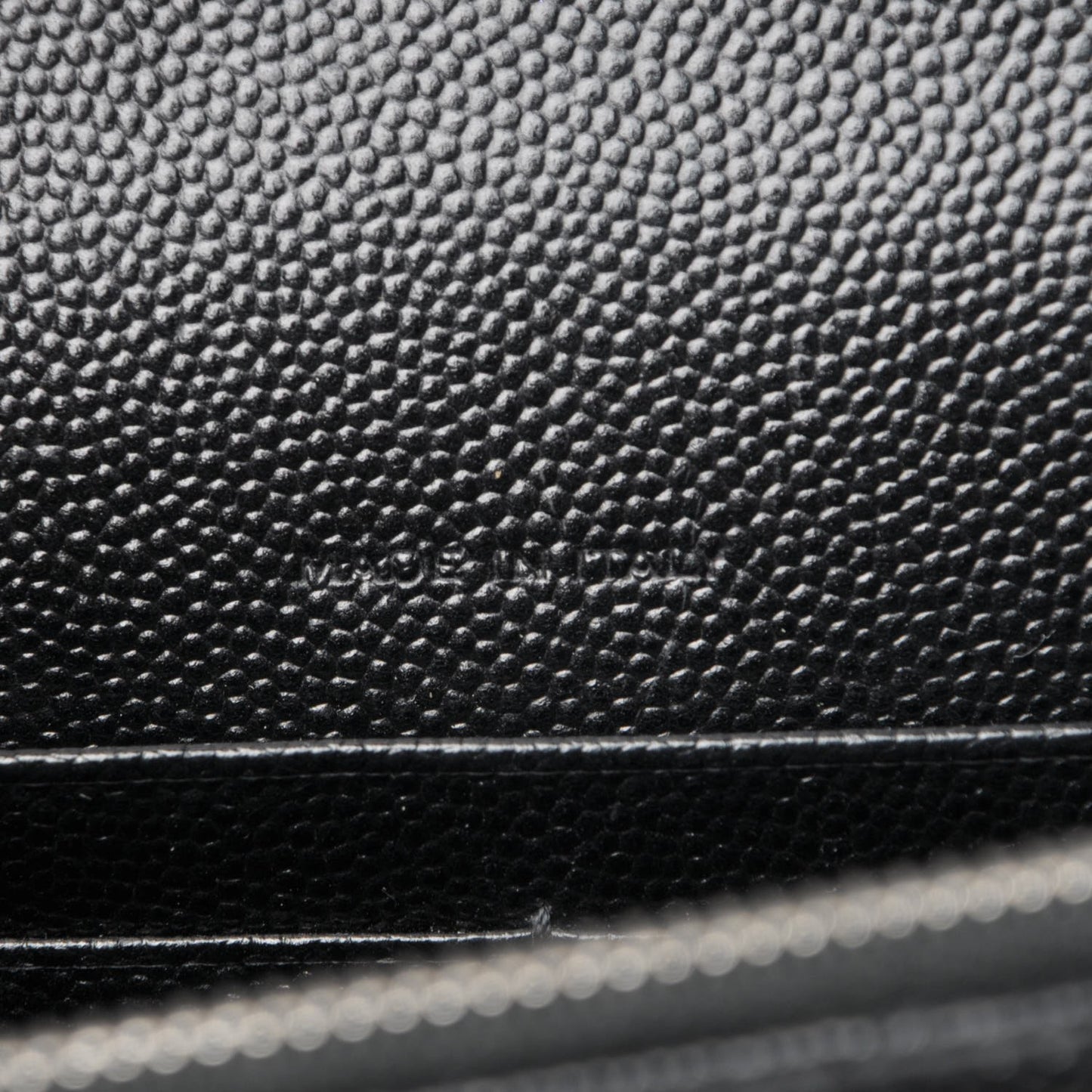 Grain De Poudre Matelasse Chevron Monogram Envelope Chain Wallet Black