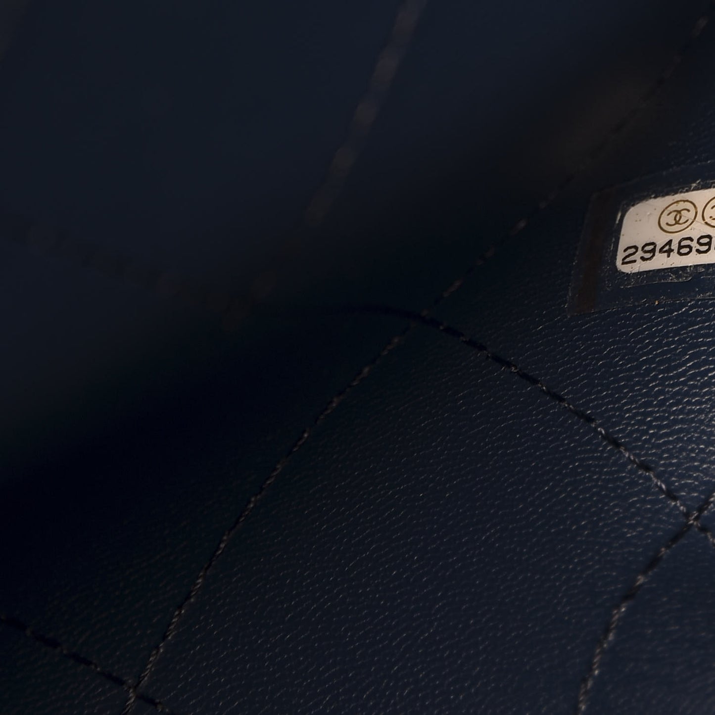 Calfskin Stitched Large Shopping Bag Navy Blue