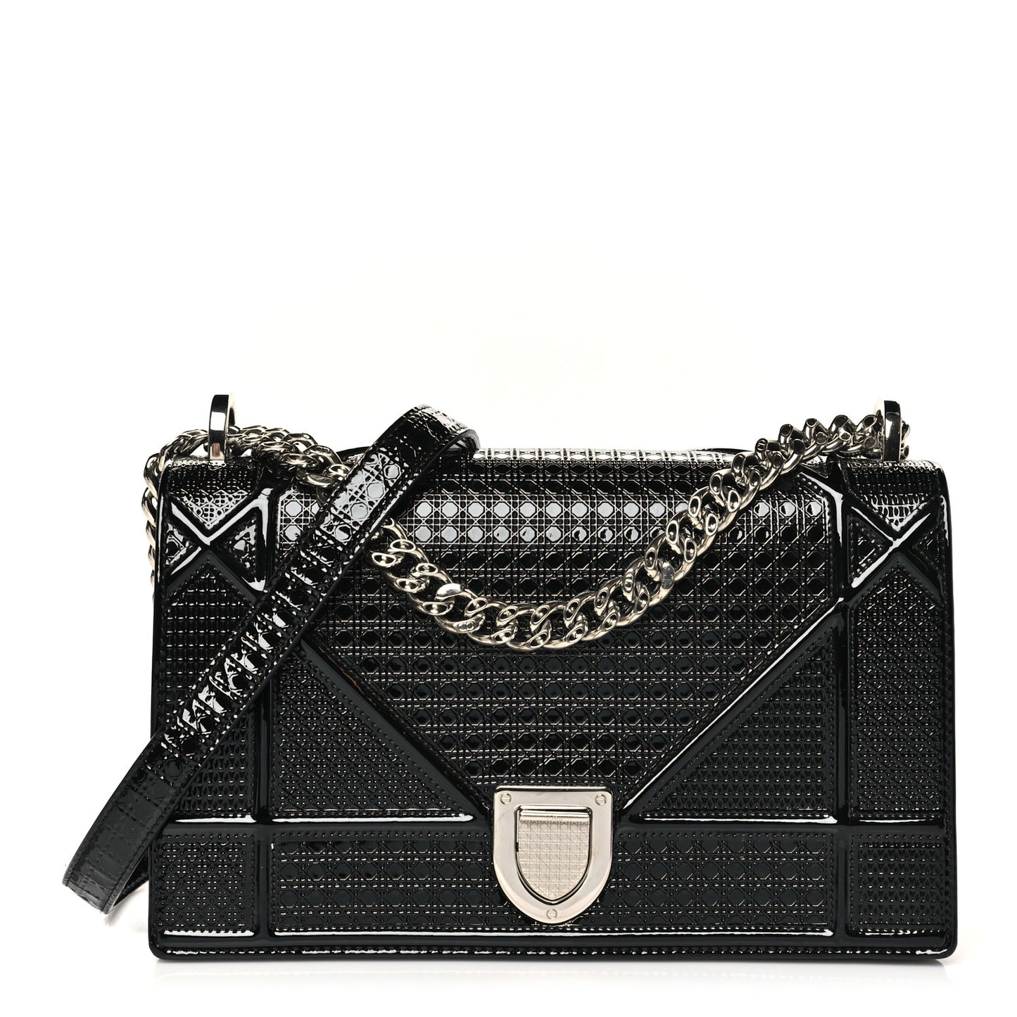 Patent Micro-Cannage Medium Diorama Flap Bag Onyx Black