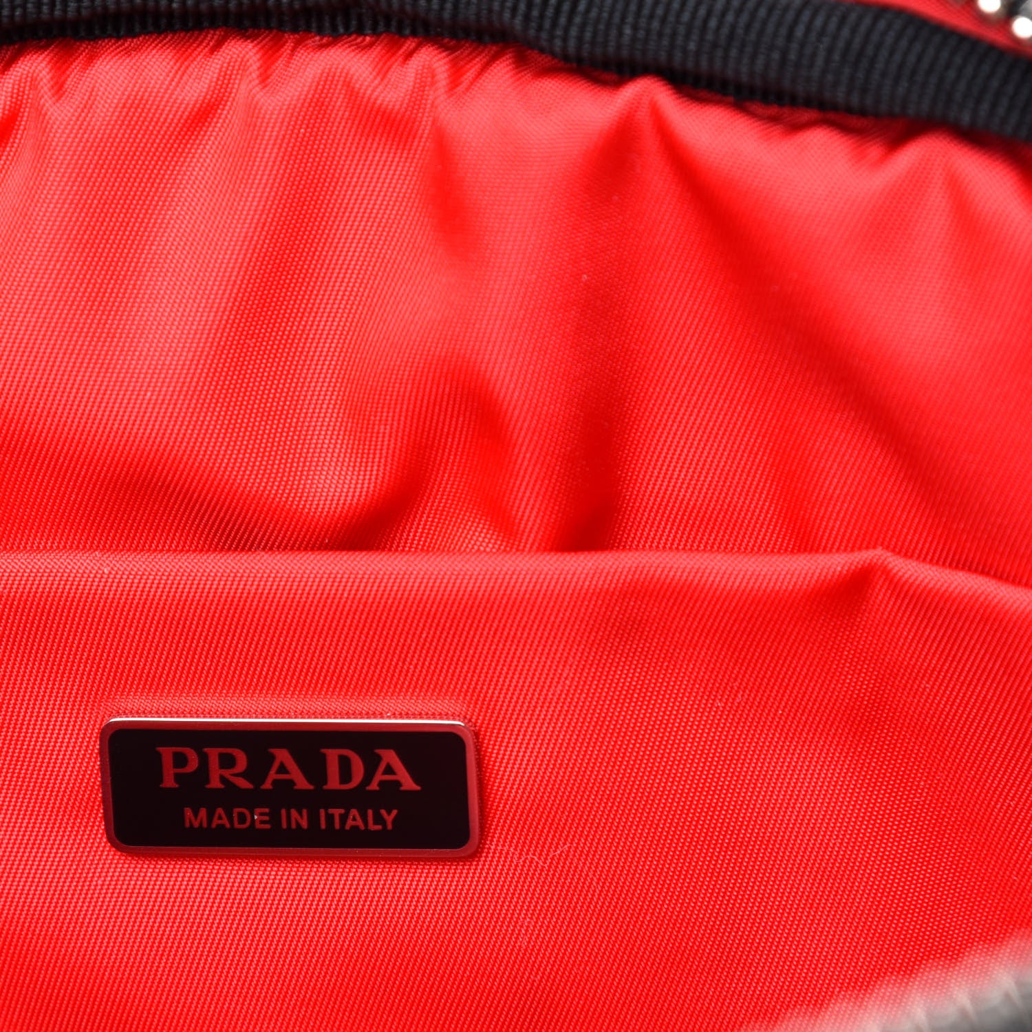 Prada Tessuto Nylon Double Pocket Wristlet Pouch Black Fuoco 6 of 6