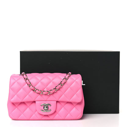 Chanel Lambskin Quilted Mini Rectangular Flap Neon Pink 11 of 11