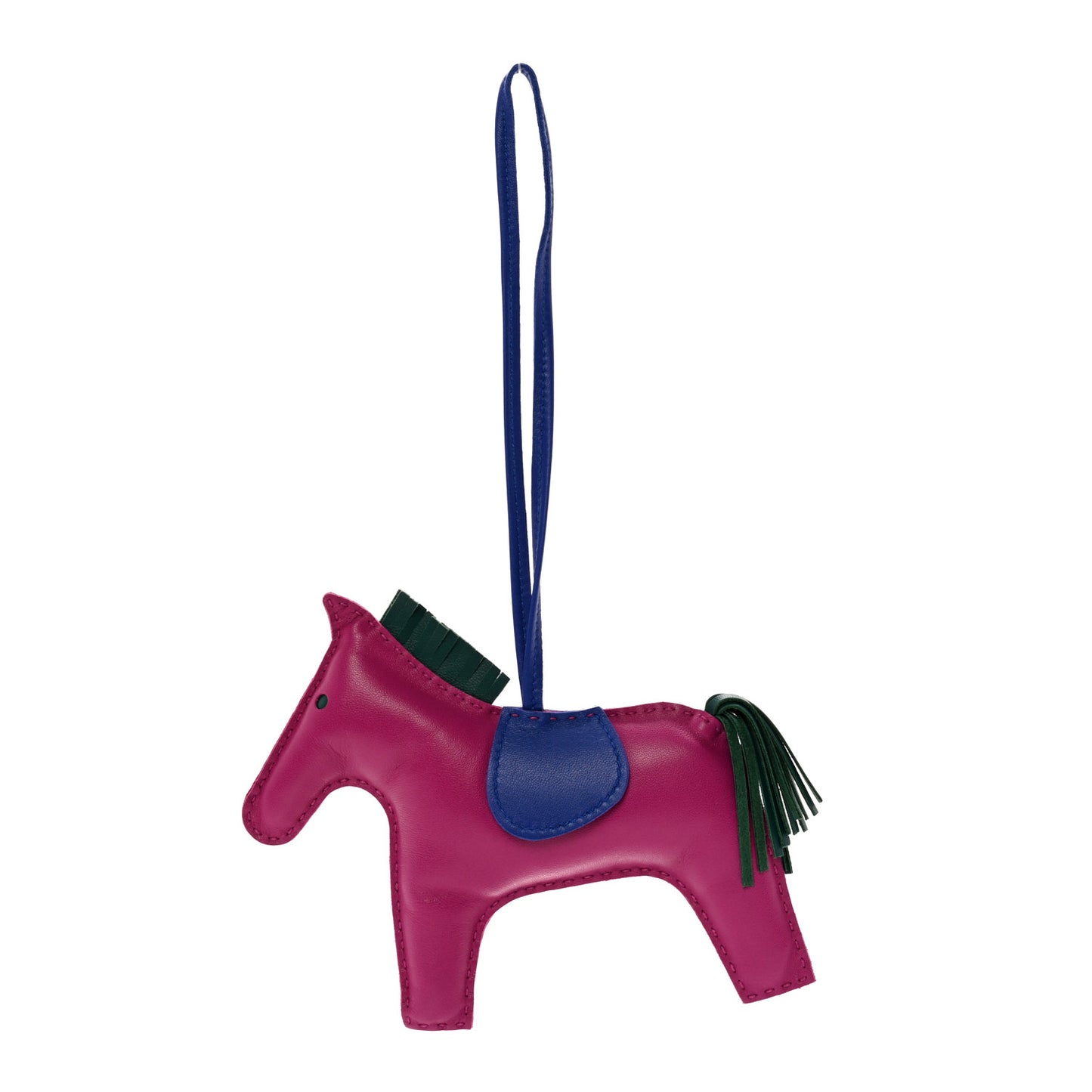 Milo Lambskin Grigri Rodeo Bag Charm GM Rose Pourpre Malachite Bleu Electrique