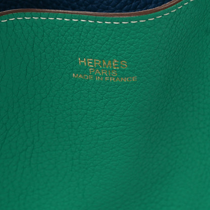 Hermes Taurillon Clemence Double Sens 45 Reversible Tote Menthe Bleu Thalassa 8 of 13