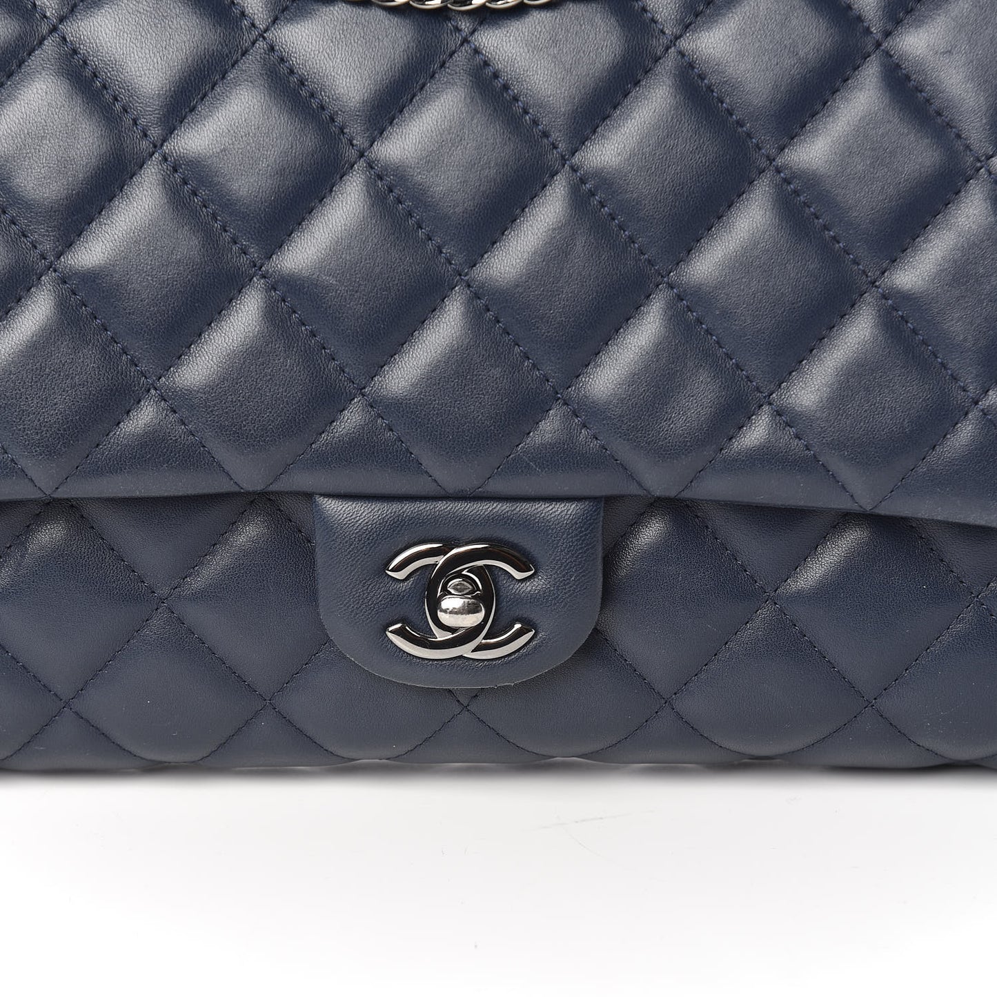 Lambskin Quilted Clutch With Chain Flap Blue