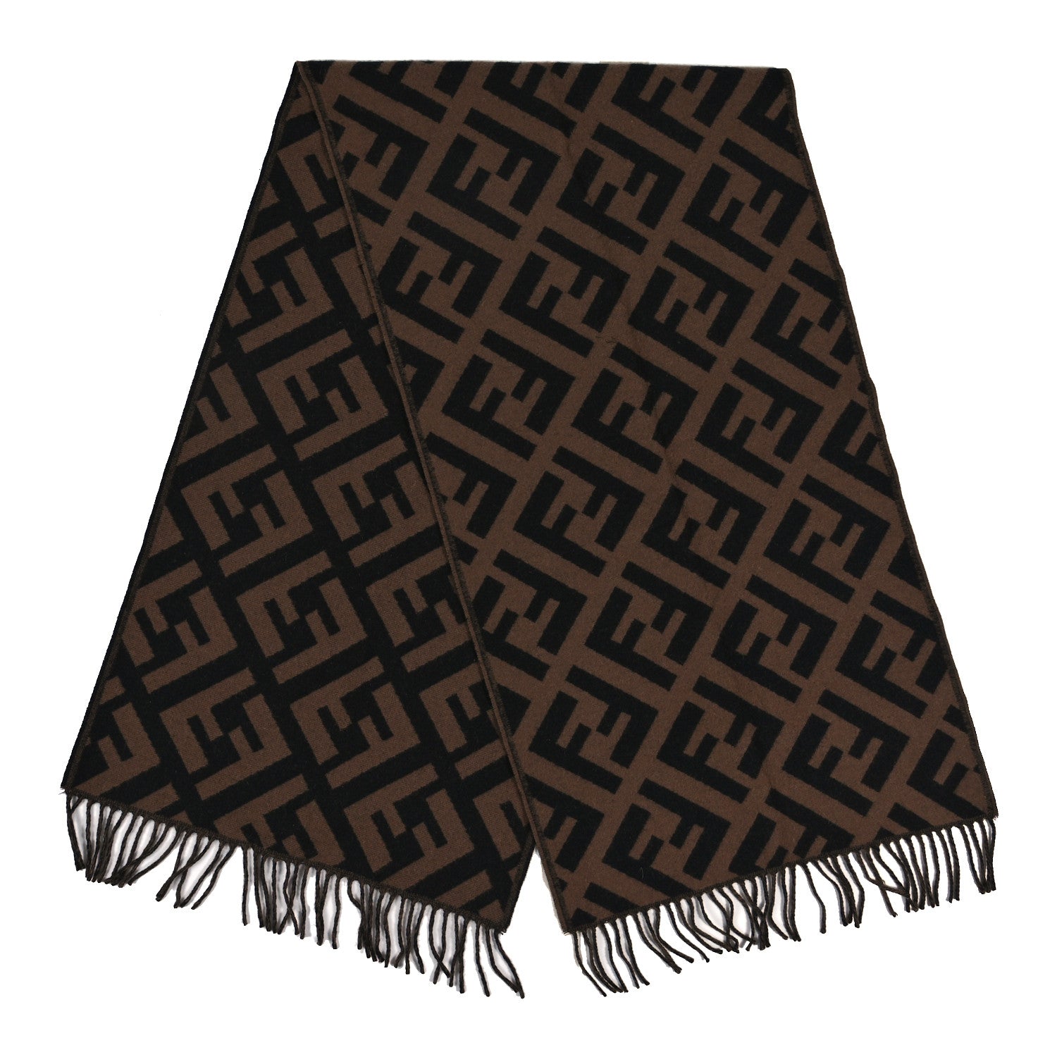 Fendi Wool FF Scarf Brown Black 2 of 3