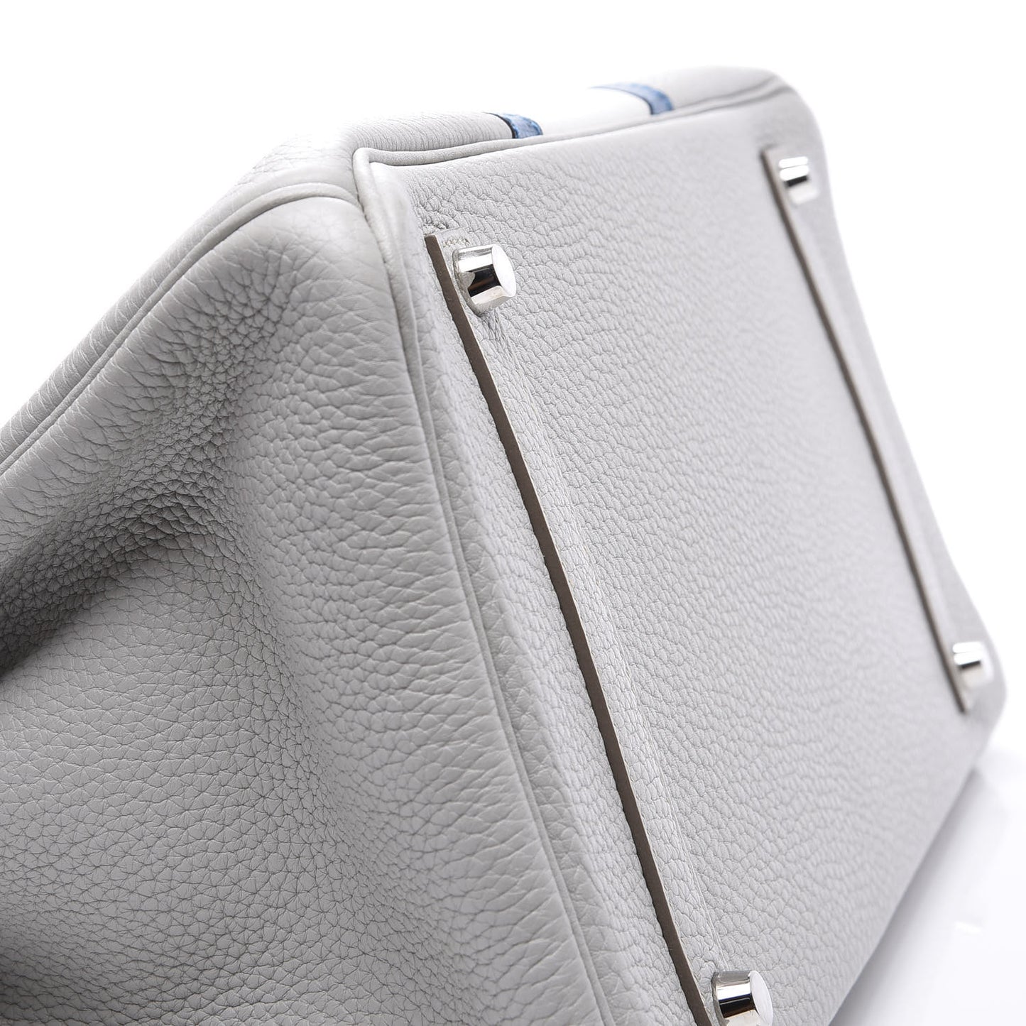 Taurillon Clemence Lizard Club Birkin 35 Gris Perle White Mykonos
