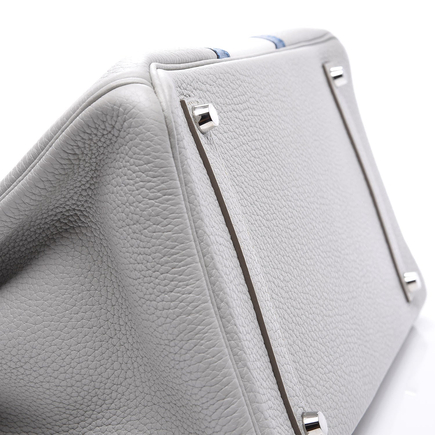 Hermes Taurillon Clemence Lizard Club Birkin 35 Gris Perle White Mykonos 6 of 31