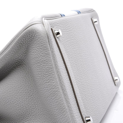 Hermes Taurillon Clemence Lizard Club Birkin 35 Gris Perle White Mykonos 6 of 31