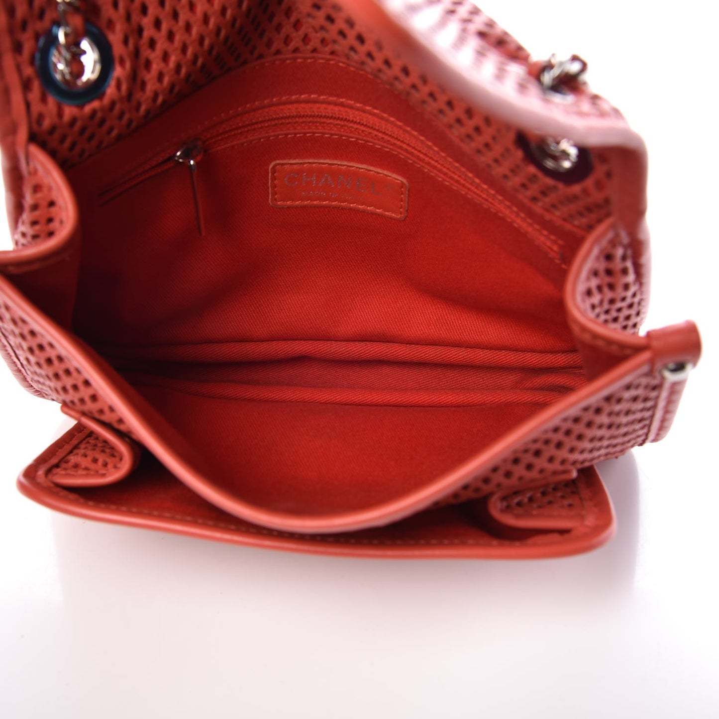 Perforated Calfskin Small Up In The Air Flap Red