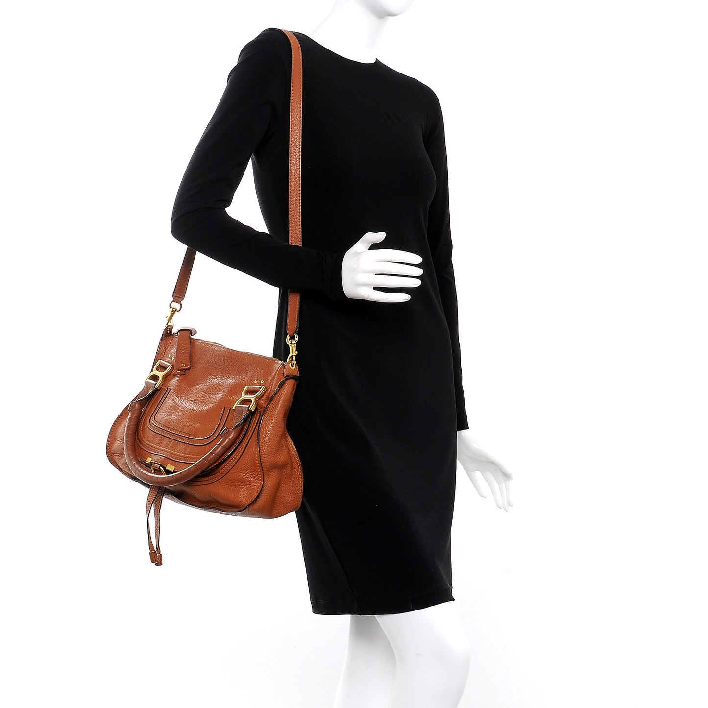 Calfskin Medium Marcie Satchel Tan