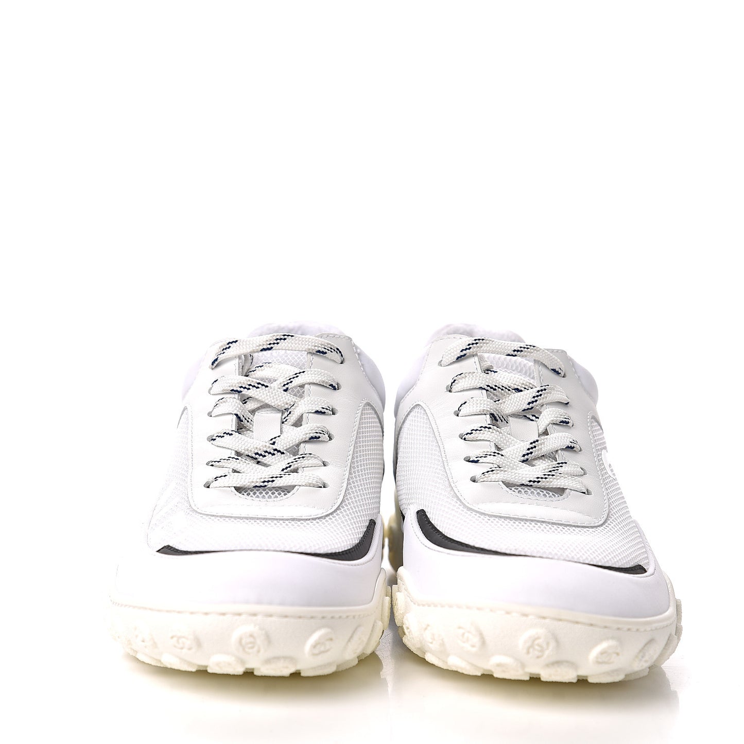 Calfskin Mesh Lycra Womens Logo Sneakers 39.5 White