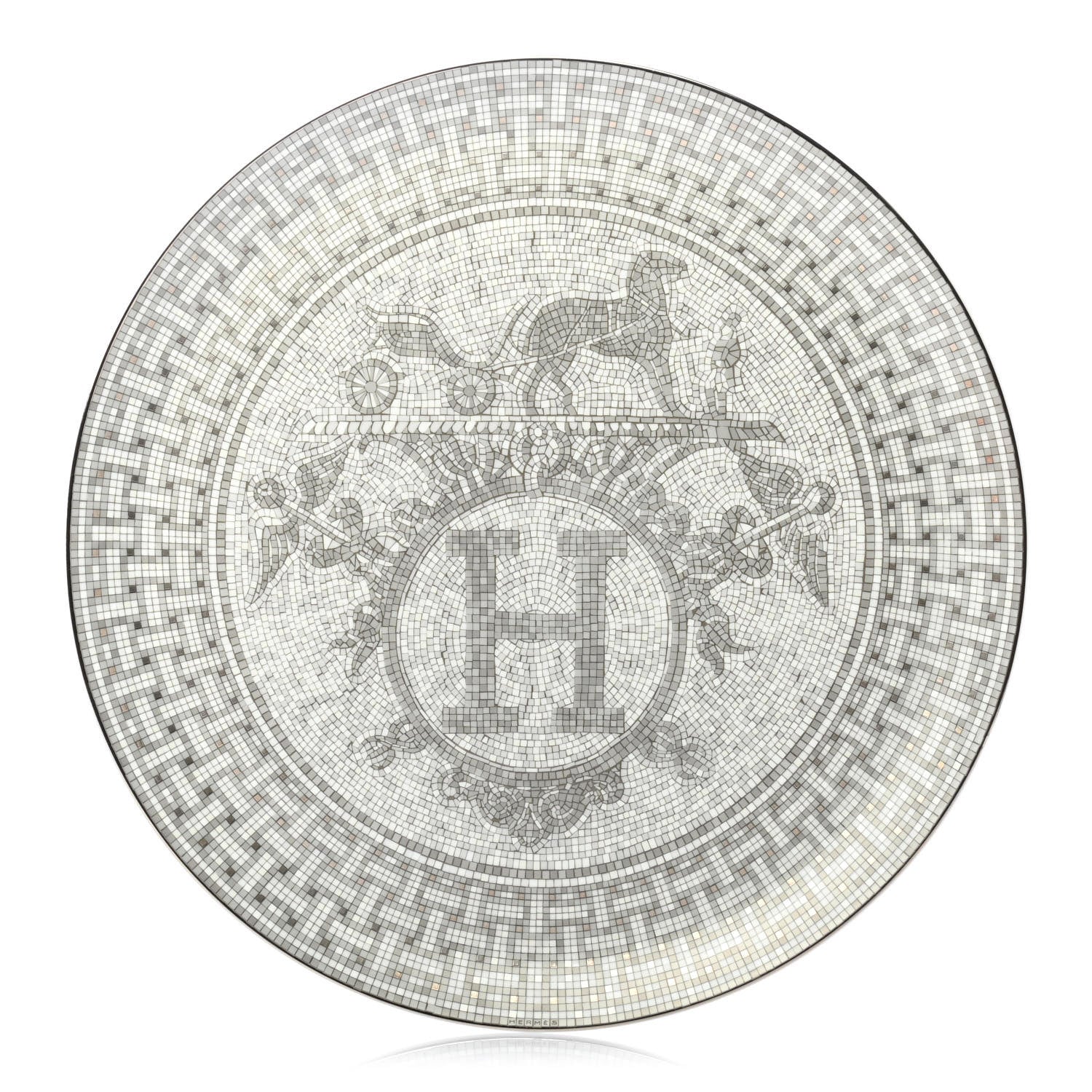 Hermes Porcelain Mosaique au 24 Platine Tart Platter 1 of 4