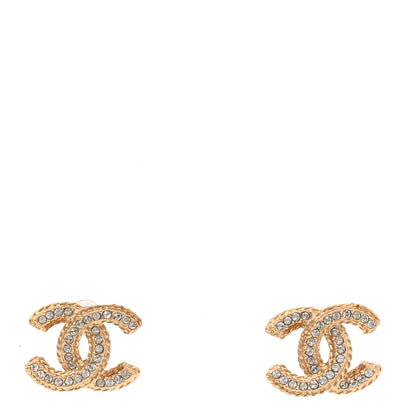 Chanel Crystal 90’s Icon CC Stud Earrings Gold 1 of 3