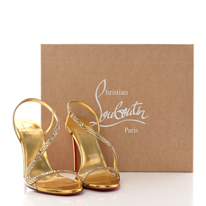 Christian Louboutin Crystal Strass Rosalie 100 Sandals 37 Cry Aurum Gold 19 of 19