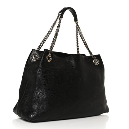 Gucci Pebbled Calfskin Medium Soho Chain Shoulder Bag Black 3 of 14