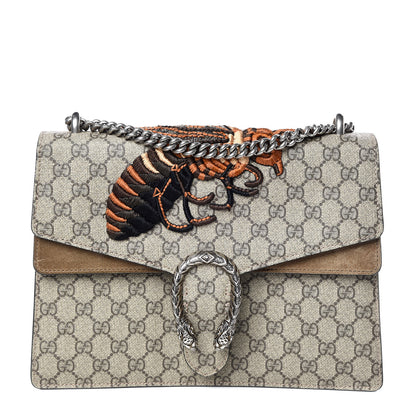 Gucci GG Supreme Monogram Bee Embroidered Medium Dionysus Shoulder Bag Taupe 1 of 12