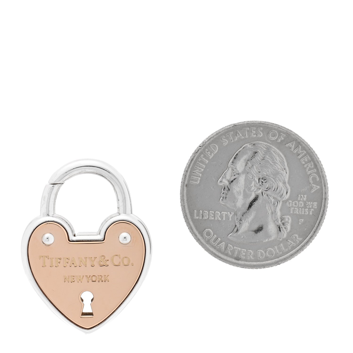 Tiffany 18K Rose Gold Sterling Silver Lock Heart Charm 2 of 3