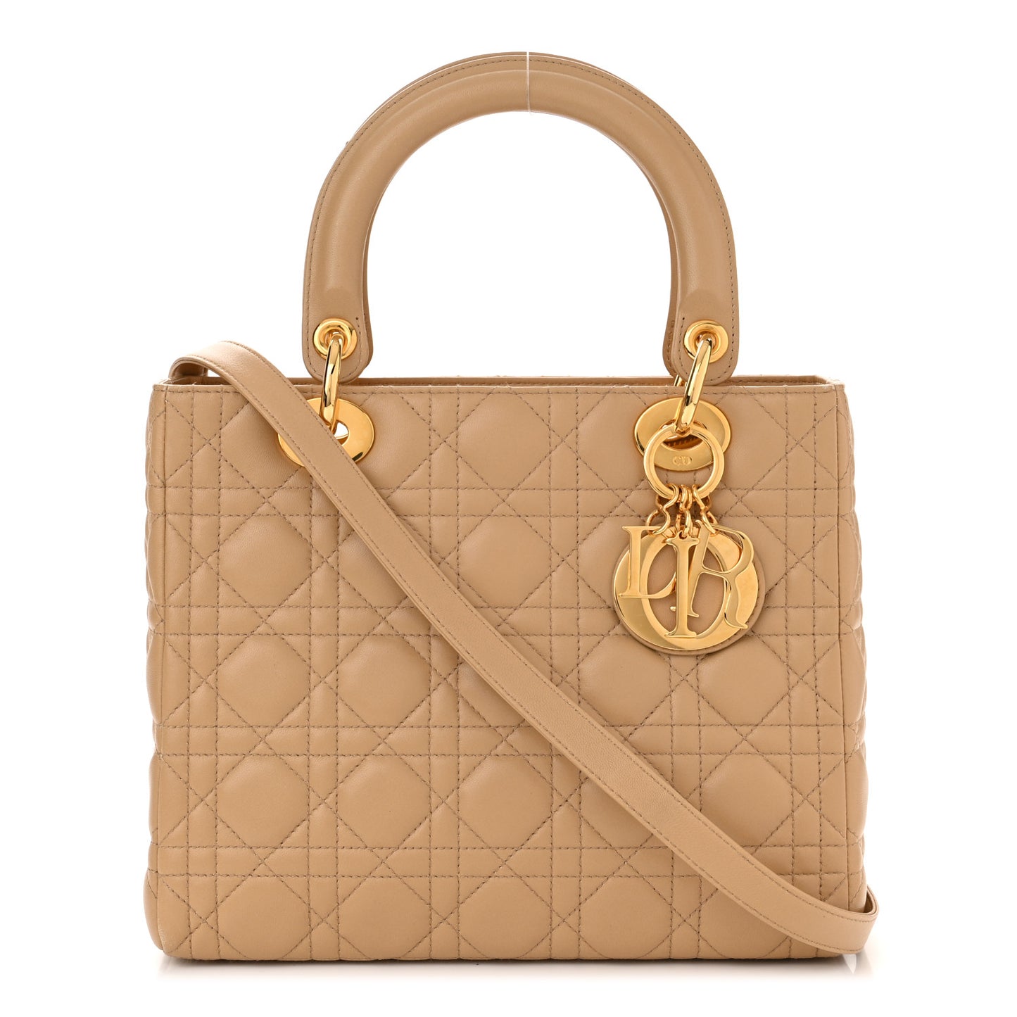 Lambskin Cannage Medium Lady Dior Beige