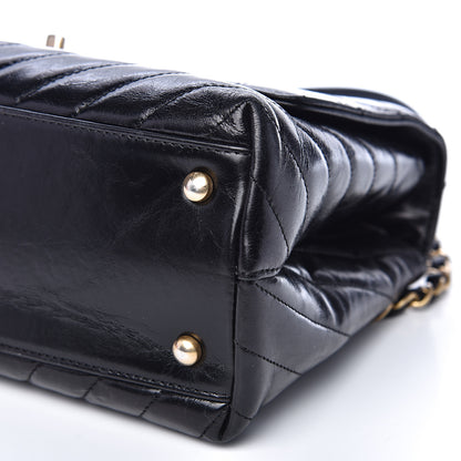 Chanel Calfskin Chevron Quilted Small Coco Handle Flap Black 8 of 16
