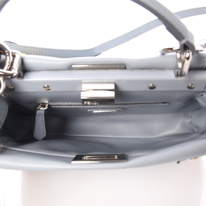 Fendi Nappa Flowerland Mini Peekaboo Iconic Satchel Light Blue 5 of 14