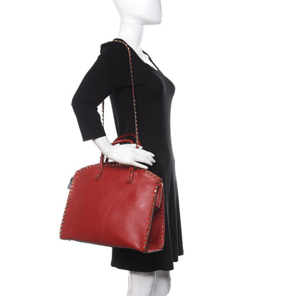 Valentino Garavani Vitello Rockstud Dome Shopper Rosso Valentino 2 of 22