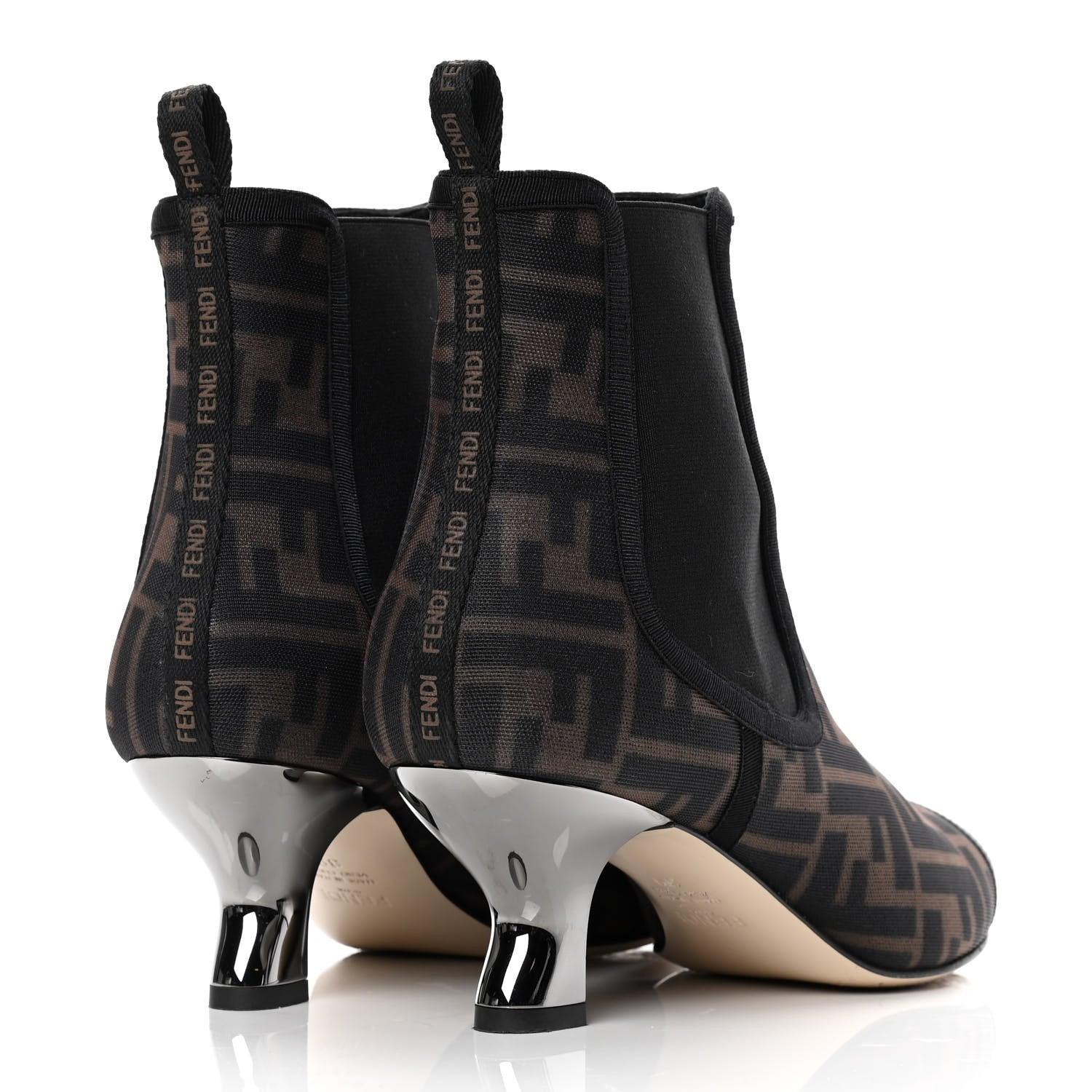 Fendi Mesh Tulle FF Colibri 55mm Ankle Booties 39 Tobacco Moro Black 3 of 5