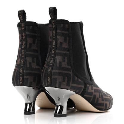 Fendi Mesh Tulle FF Colibri 55mm Ankle Booties 39 Tobacco Moro Black 3 of 5