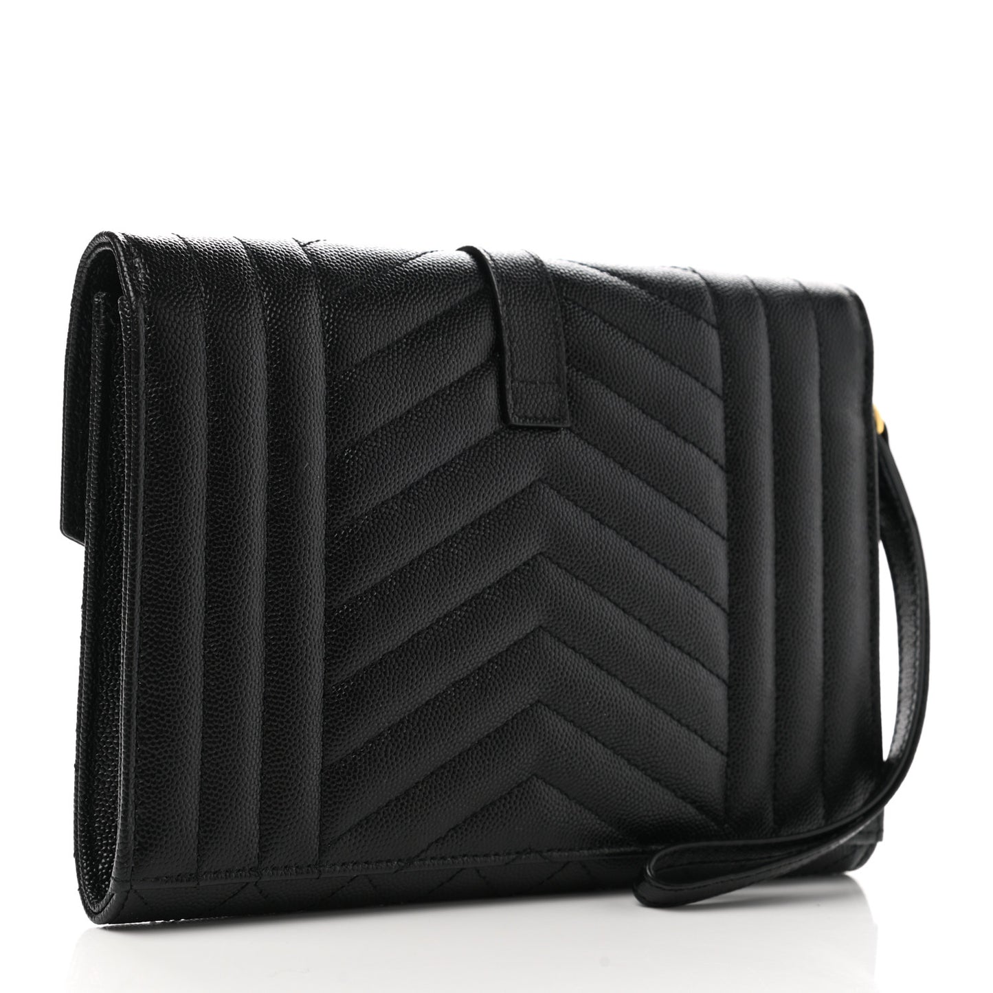 Grain De Poudre Textured Mixed Matelasse Triquilt Monogram Clutch Black