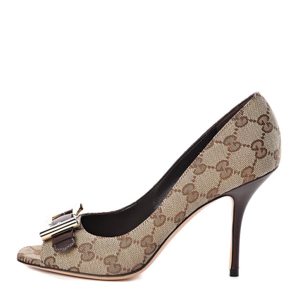 Gucci Monogram Bow Sandals 36.5 Brown 1 of 9