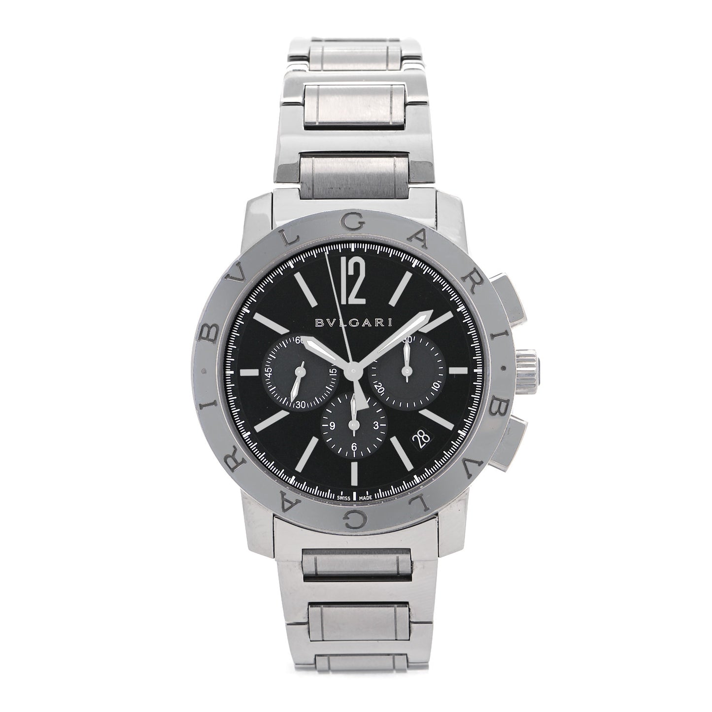 Stainless Steel 41mm Chronograph Automatic Watch Black