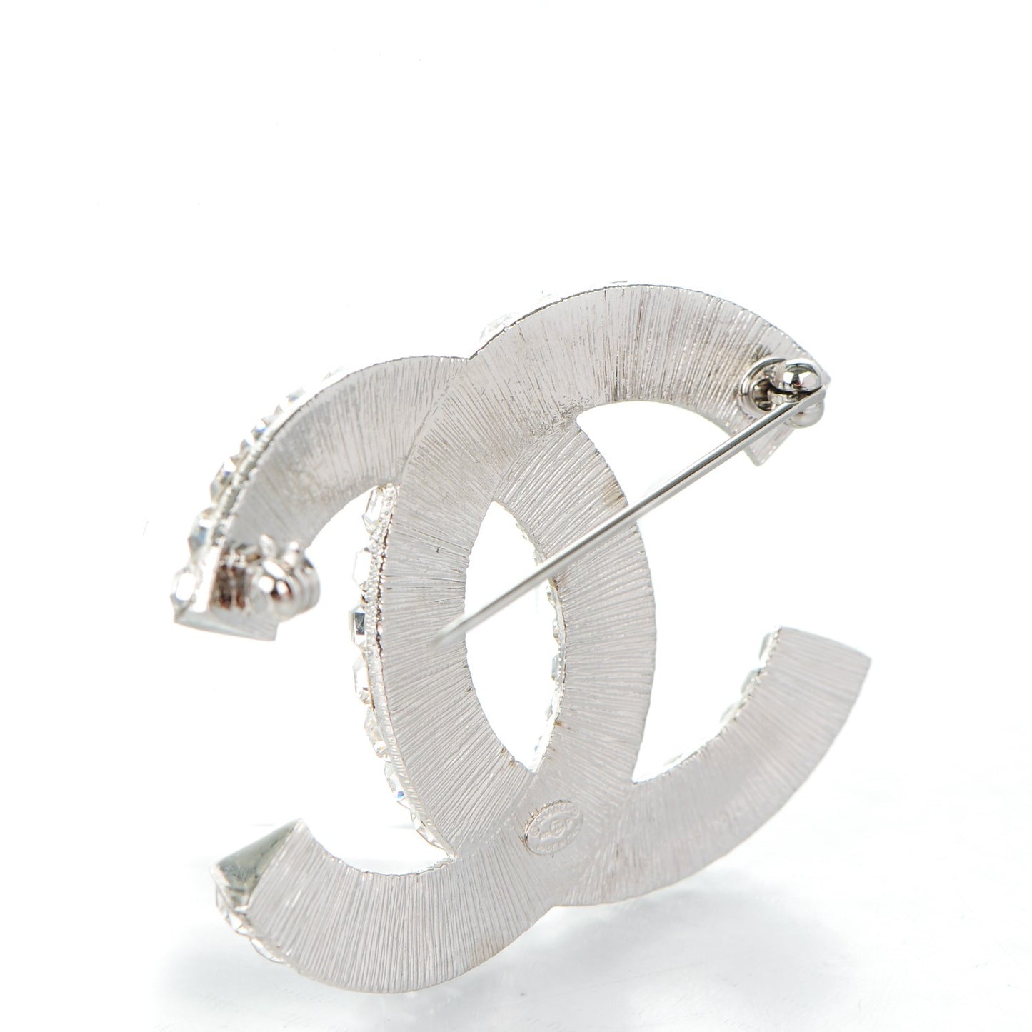 Baguette Crystal CC Brooch Silver