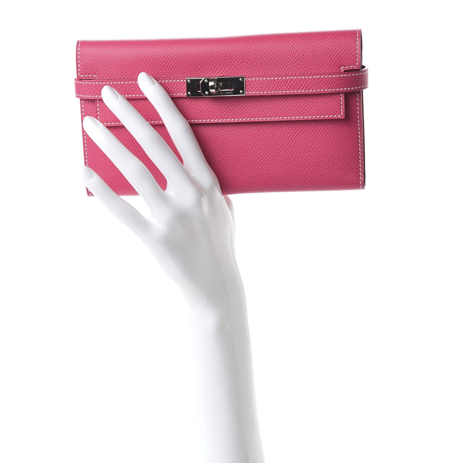 Hermes Epsom Kelly Tri-Fold Wallet Rose Tyrien 2 of 9