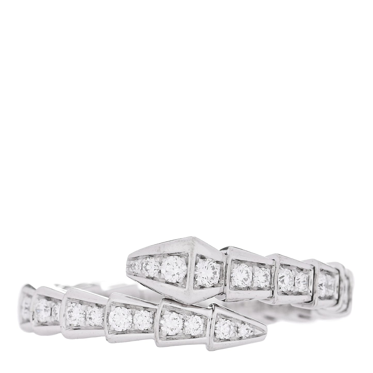 18K White Gold Diamond Serpenti Viper Pave Ring XXL