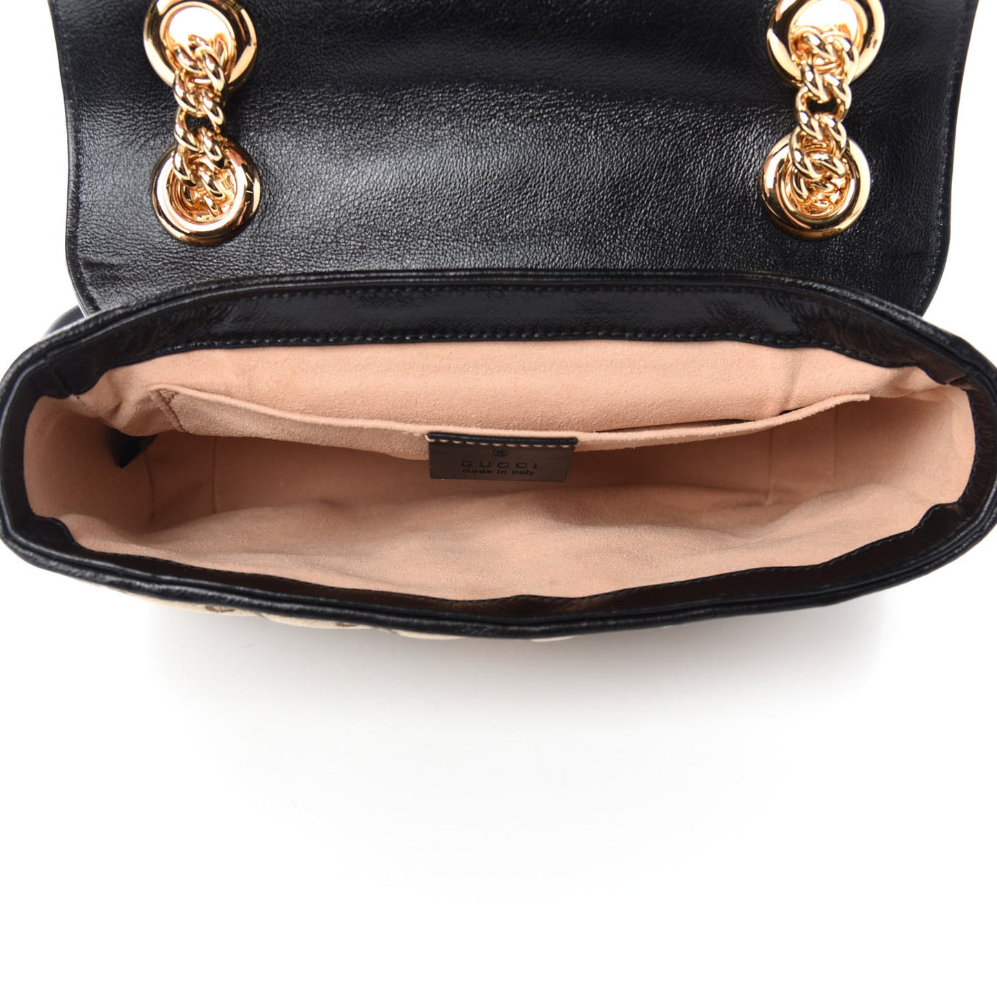 Monogram Matelasse Diagonal Mini GG Marmont Shoulder Bag Beige Black
