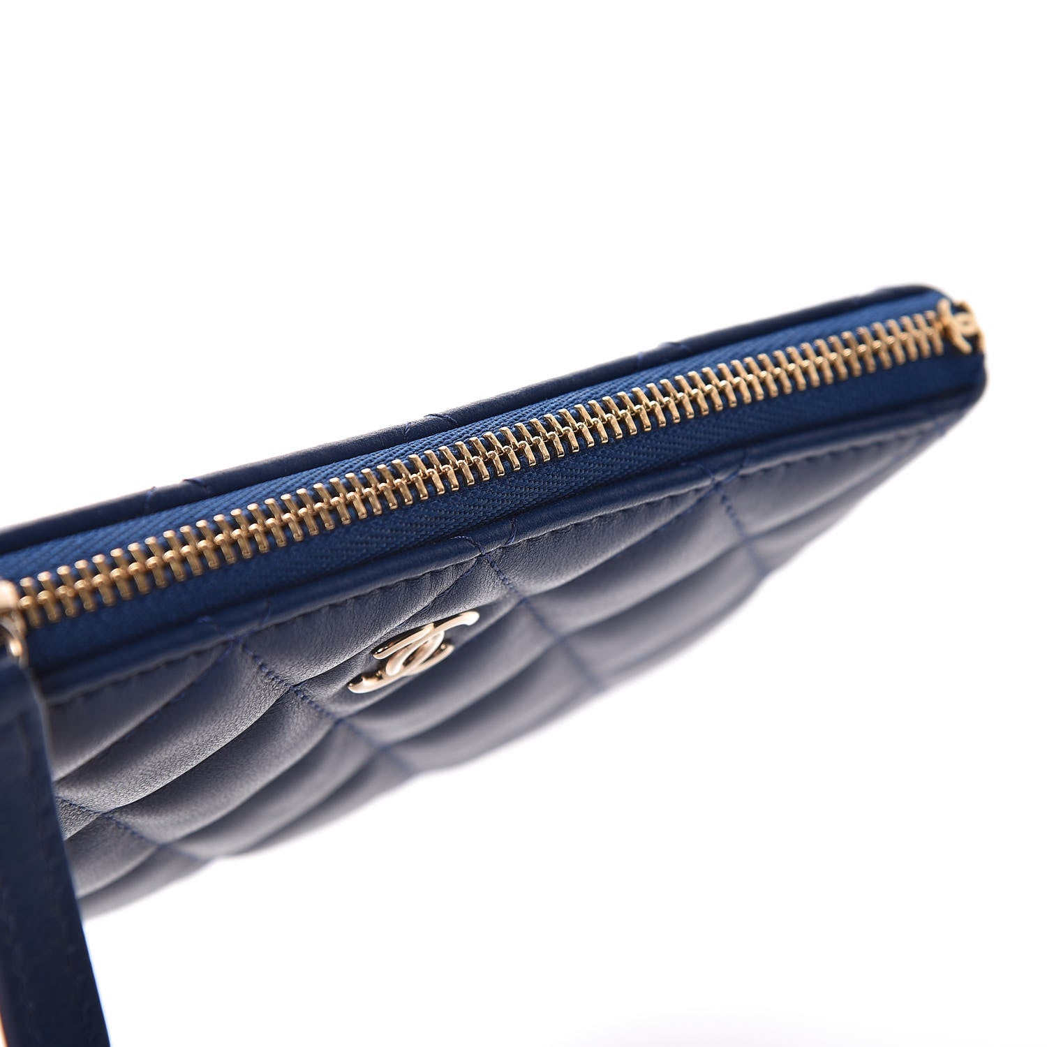 Chanel Lambskin Quilted Small Cosmetic Case Dark Blue 9 of 11