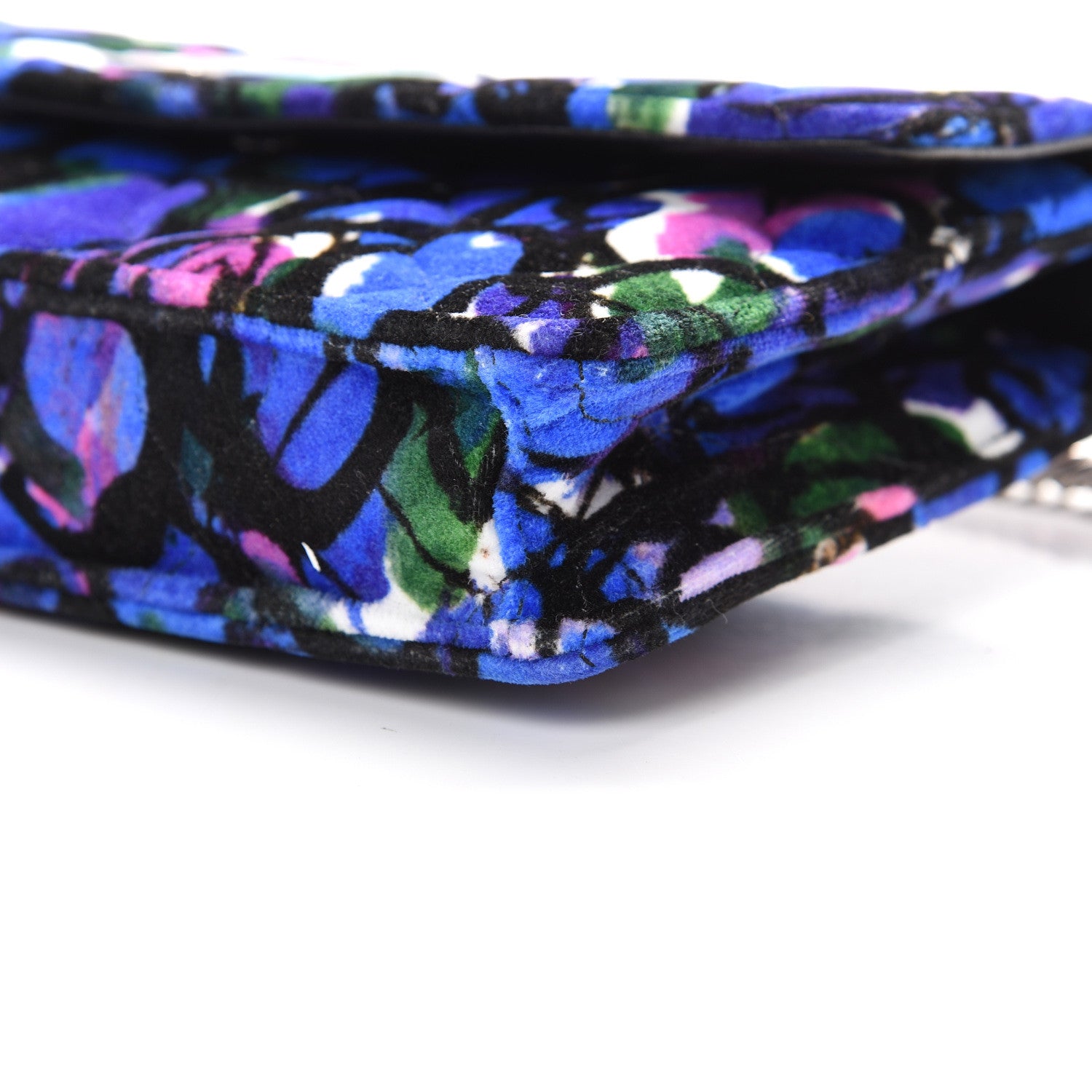 Balenciaga Velvet Floral Quilted BB Wallet On Chain Bleu 9 of 9