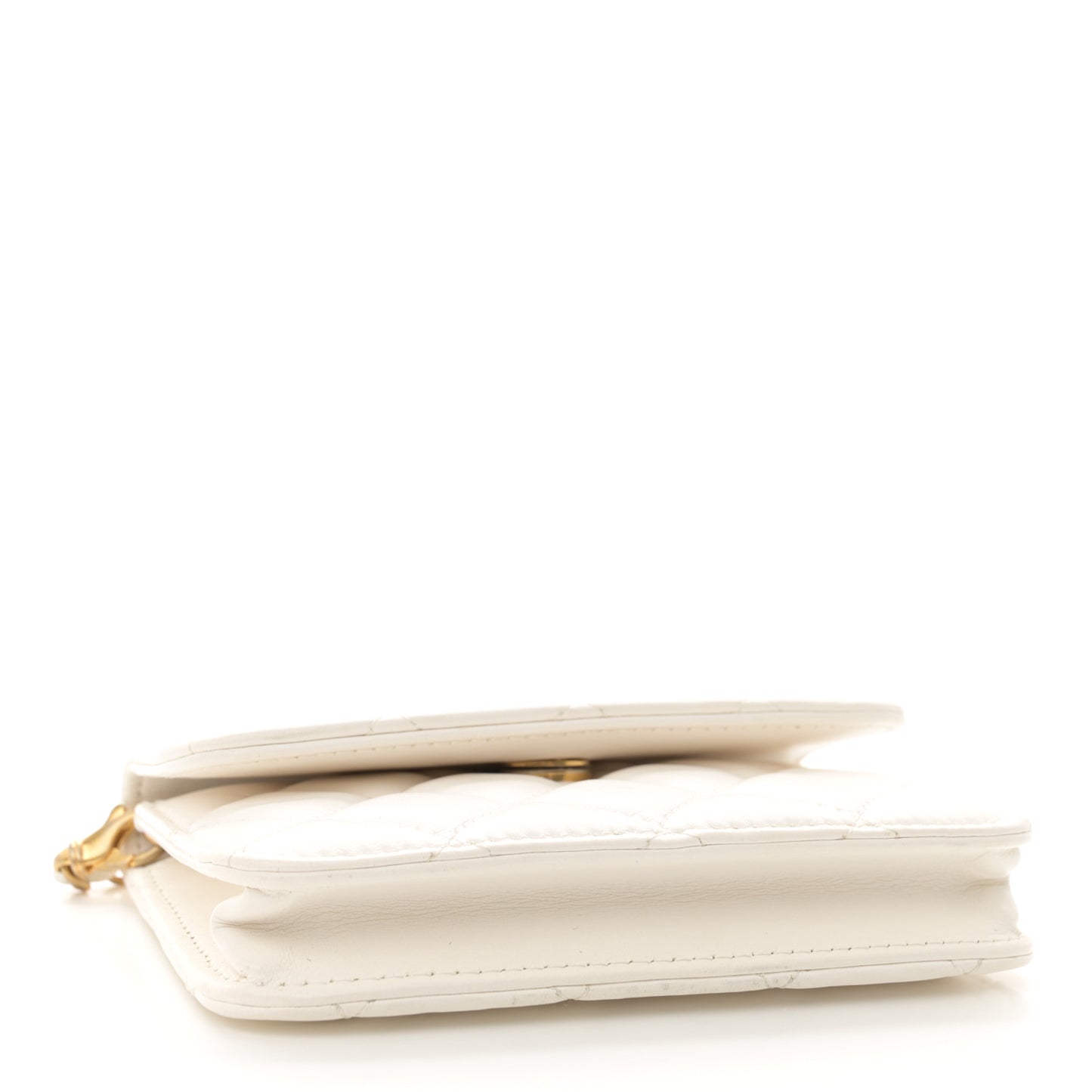 Lambskin Quilted Pearl Crush Clutch With Chain White