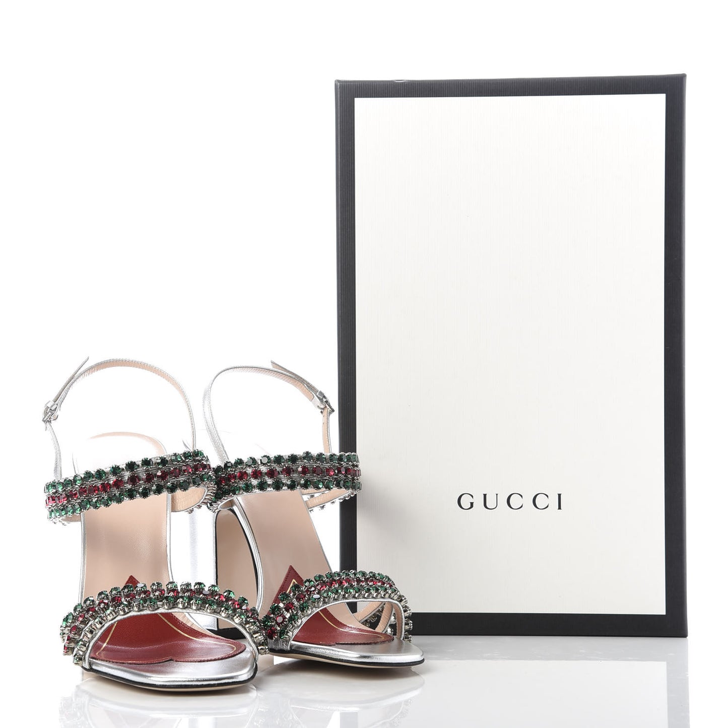 Nappa Silk Crystal Bertie High Heel Sandals 39 Argento