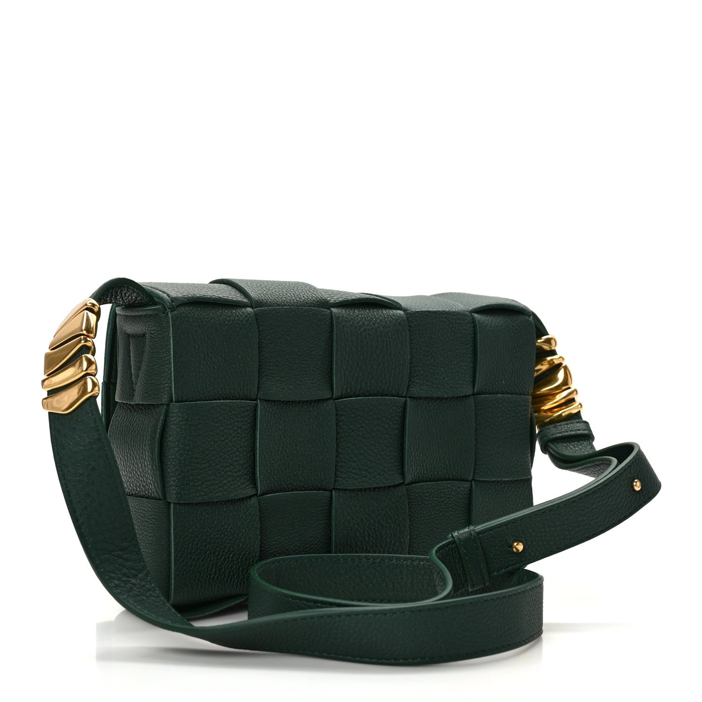 Grained Calfskin Maxi Intrecciato Cassette Crossbody Bag Raintree Green