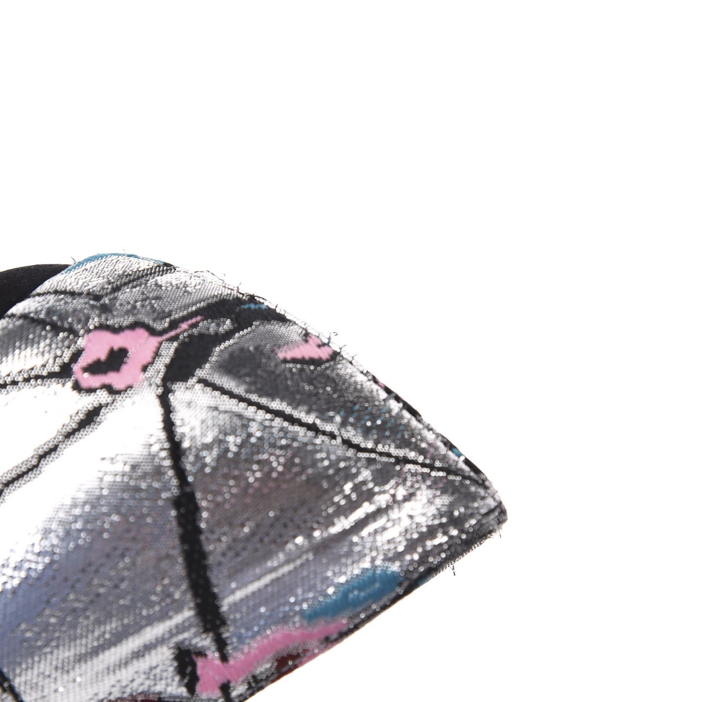 Lurex Embroidered Floral Pointed Toe Pumps 38 Silver Multicolor