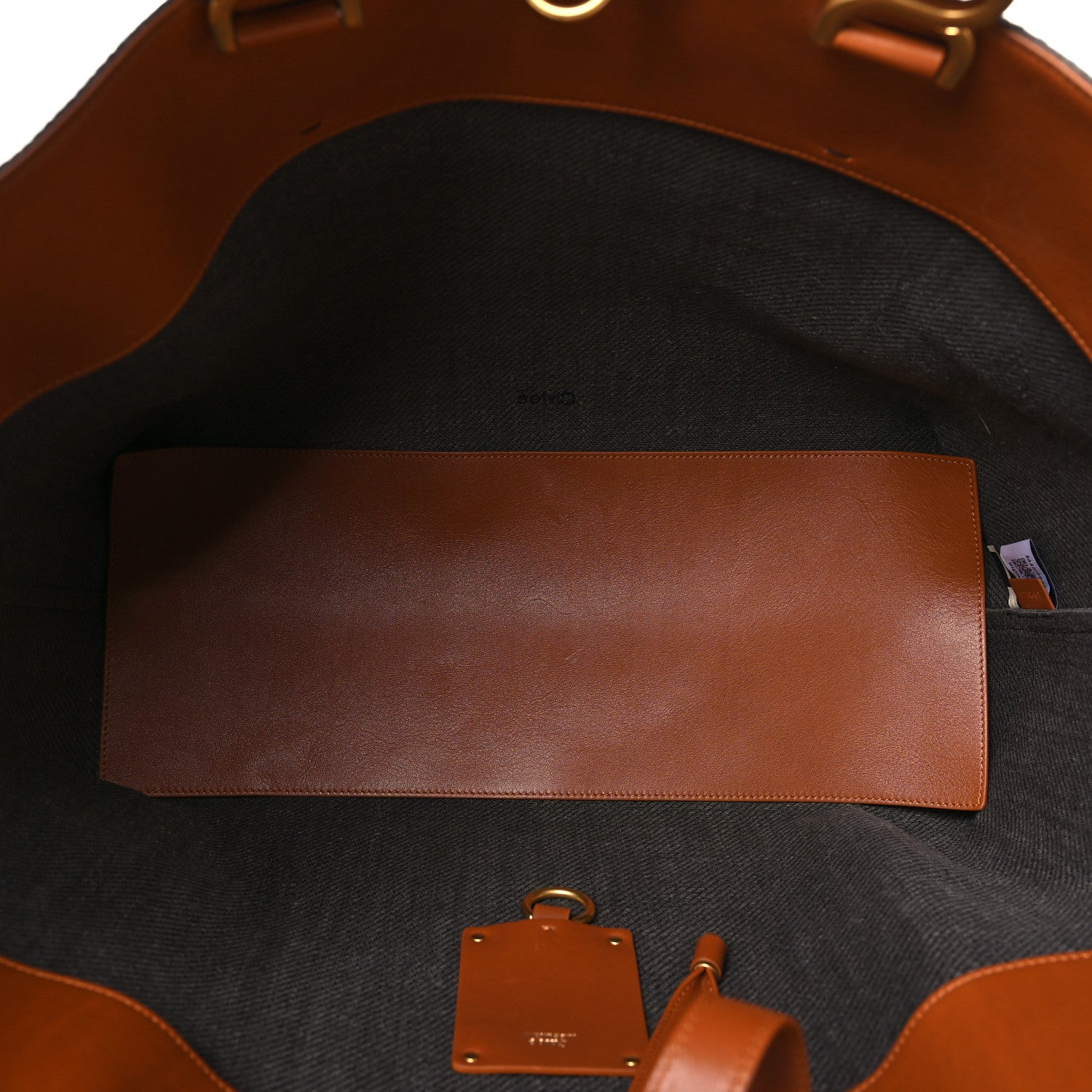 Chloe Linen Canvas Calfskin Large Marcie Tote Black Tan 5 of 9